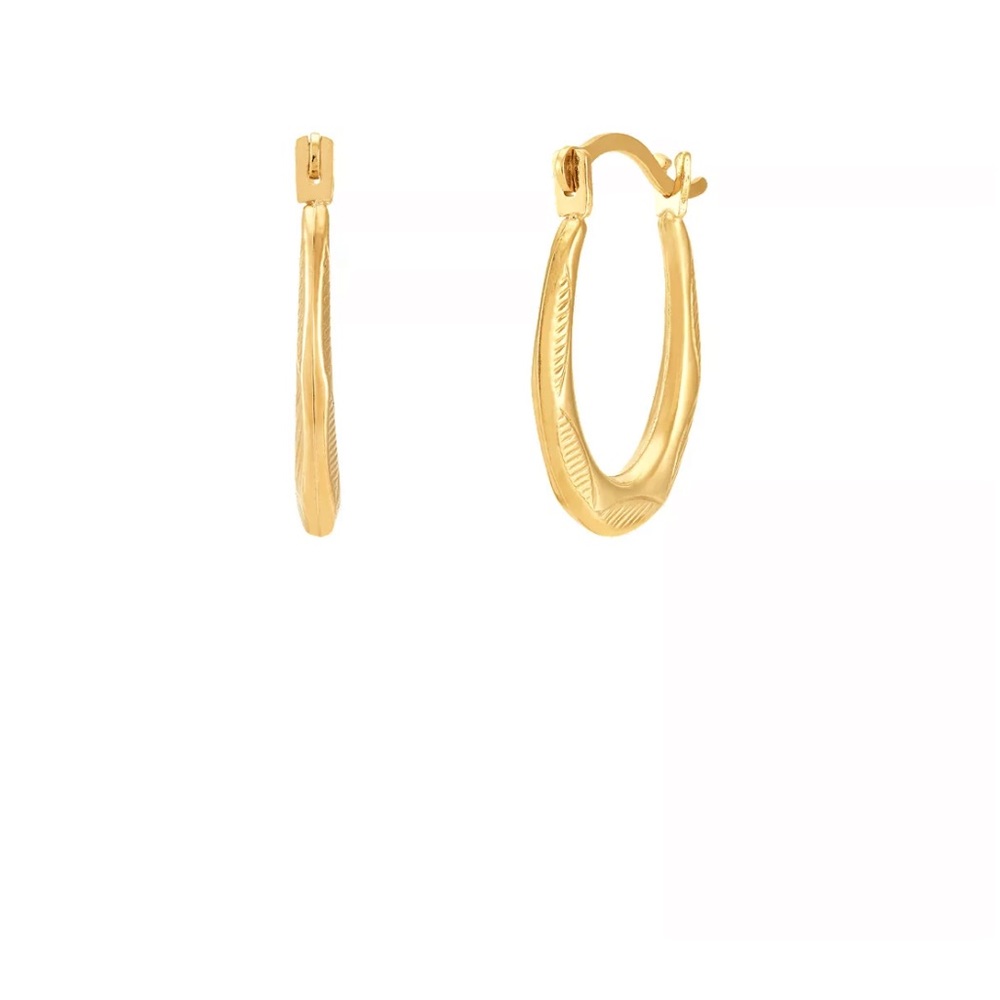 Small Oval Huggie Hoop Earrings in 10k Gold